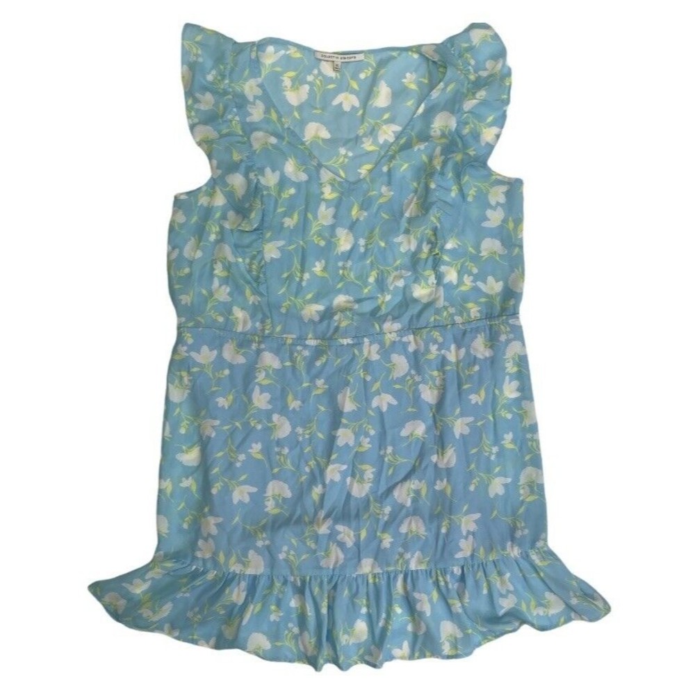 Collective Concepts Ruffled Floral Mini Dress Light Blue Size Large NEW w/o Tags